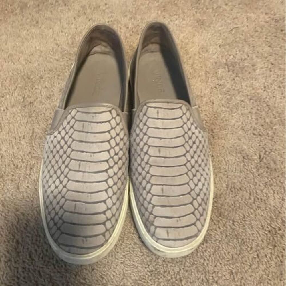 vince gray leather sneakers 7.5